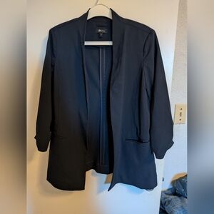 GUC Reitmans Collarless Open Blazer - The Timeless - 12 - Navy Blue